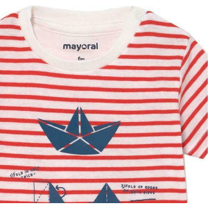 Mayoral Baby Μπλούζα Κοντομάνικη Με Ρίγες Αγόρι Κοραλί  (21-01005-087)