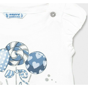 Mayoral Baby Μπλούζα Κοντομάνικη Ecofriends Γλυκά Κορίτσι Λευκό - Γαλάζιο  (21-01081-068)