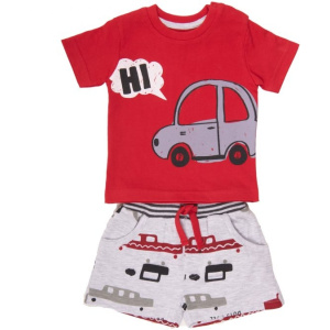 Baby Bol Σετ Σορτς Με Μπλούζα Αυτοκινητάκι Αγόρι Κόκκινο  (11205)