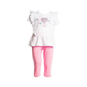 Joyce Σετ Κολάν Κάπρι-Μπλούζα Κοντομάνικη Air Ballon Χρώμα 3 Λευκό-Ροζ  (13740-2)