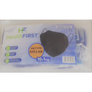 HealthFirst Μάσκα FFP2 Ενηλίκων Μαύρη/Μπλε Σετ 10τμχ  (CVB10)
