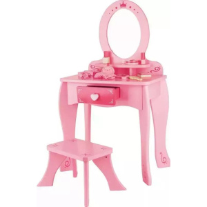 Hape Ξύλινο Σετ Dresser Table And Stool Girl's Vanity-Pink  (E8350A)