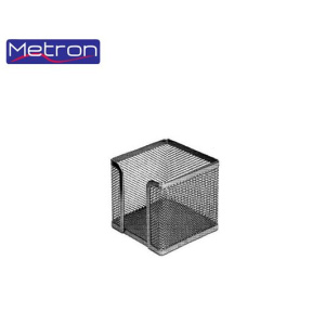 Metron Κύβος Κενός Μεταλλικός Για Χαρτικά Μάυρο Πλέγμα 9,5x9,5x8cm  (7.39621Β)
