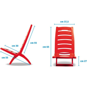 Καλοκαιρινή Adriatic Πλαστική Καρέκλα Θαλάσσης Κόκκινη 80x31x38  (289/R)