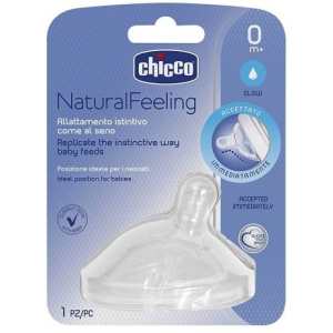 Chicco Θηλη Σιλικονης Natural Feeling Αργης Ροης 0M+  (B50-81011-10)