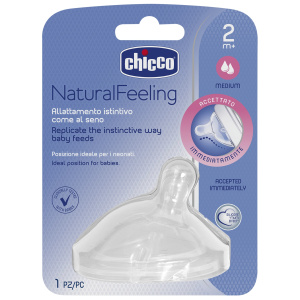 Chicco Θηλη Σιλικονης Natural Feeling Μετριας Ροης 2M+  (B50-81023-10)