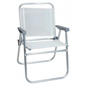 Καρέκλα Παραλίας Πτυσσόμενη Αλουμινίου Με Αδιάβροχο Textiline Λευκό Πανί  (03.CH-150-W)