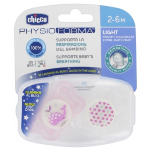Chicco Πιπίλα Physio Light Για Τη Νύχτα 2-6 Μηνών 2 Τεμάχια  (71031-41)