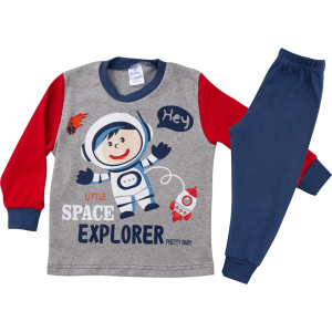 Eleten Πυζάμα Για Αγόρι Space Explorer Γκρι Μελανζέ-Κόκκινο  (68150-0)