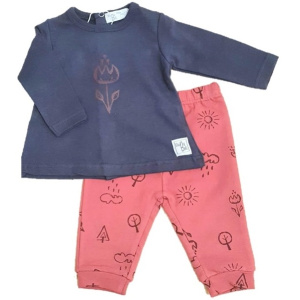 Baby Bol Σετ Βρεφικό Παντελόνι - Μπλούζα Ροζ Με Γκρι Λαγουδάκι  (20800)