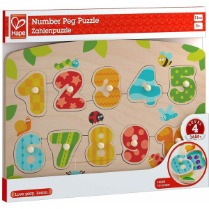 Hape Happy Puzzles Ξύλινο Παζλ Peg Νούμερα  (E1404A)