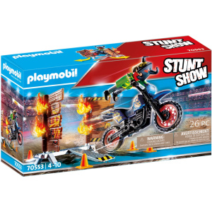Playmobil Μηχανή Motocross Με Φλεγόμενο Τοίχο  (70553)