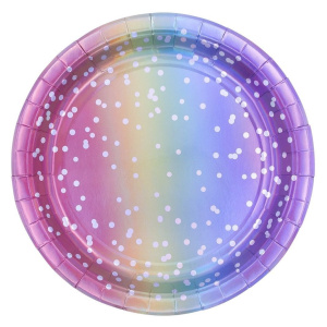 Party Πιάτα Μεγάλα Rainbow Ombre 23εκ 8 τμχ  (021479)