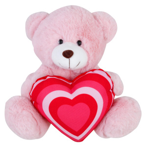 Λούτρινο Αρκουδάκι Σάπιο Μήλο Ροζ Ουράνιο Τόξο Καρδιά 20εκ  (VL242045)