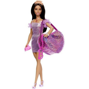 Barbie Τσαντάκι Με Μωβ Φόρεμα Και Πέντε Θεματικά Αξεσουάρ  (HJT45)