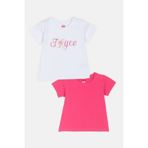 Joyce Σετ Παιδικά T-shirts Κοντομάνικα Flower Font Λευκό-Φούξια  (2411501-2-2)