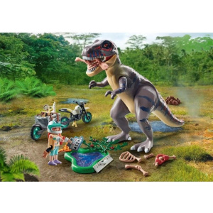 Playmobil Dinos T-Rex και Εξερευνητής με Μοτοσικλέτα  (71524)