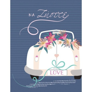 Ευχετήριο Καρτάκι Γάμου Laura Γαλάζιο Αυτοκίνητο Λουλούδια  (Γ3018)