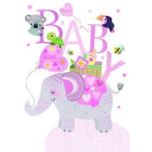 Ευχετήρια Κάρτα Γέννησης Baby Girl Ελεφαντάκι  (FLP042)