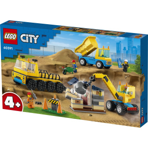 LEGO City Φορτηγά Οικοδομηκών Υλικών Και Γεράνος με Μπάλα Κατεδάφισης  (60391)