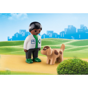 Playmobil 1.2.3 Κτηνίατρος Με Σκυλάκι  (70407)