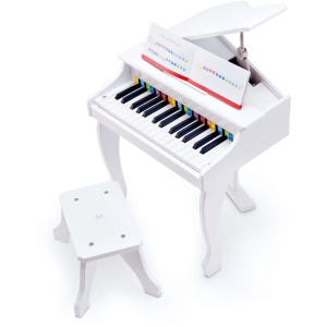 Hape Deluxe Λευκό Πιάνο Σαν Αληθινό Με 30 Πλήκτρα Και Καρεκλάκι  (E0338)