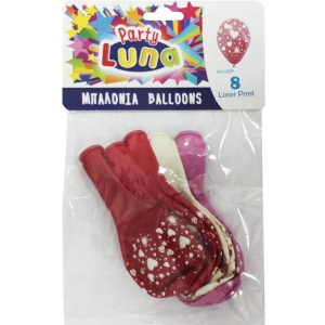 Luna Party Μπαλόνια Με Καρδιές 8 Τμχ Σε Διάφορα Χρώματα  (000088924)