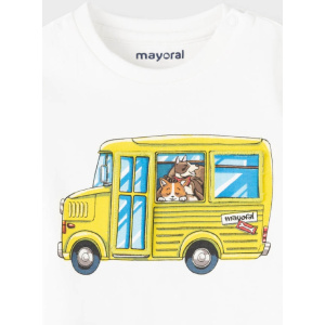 Mayoral Baby Μπλούζα Μακρυμάνικη Play με Λεωφορείο Χρώμα Κρεμ  (11-02065-044)