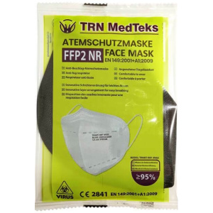 TRN MedTeks Μάσκα Υγιεινής Ενηλίκων FFP2 σε Μαύρο Συσκευασία 10 τμχ  (FFP2-10BL)