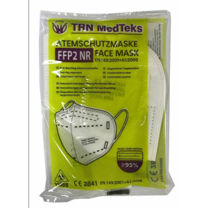 TRN MedTeks Μάσκα Υγιεινής Ενηλίκων FFP2 σε Λευκό Συσκευασία 10 τμχ  (FFP2-10W)